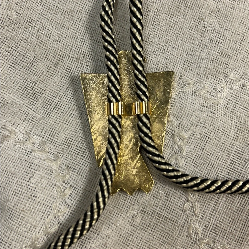 Vintage Bolo tie western, with ornate medallion Eagle with tiger eye large stone